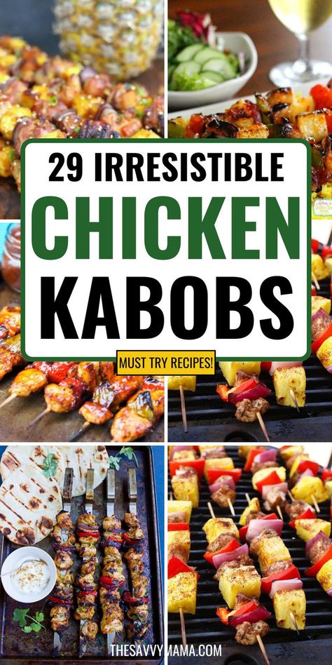 Looking for quick and delicious dinner ideas? These 29 chicken kabob recipes are perfect for easy meals on the grill, BBQ, or Blackstone. From juicy chicken to spicy steak, sausage, and shrimp kabobs, these recipes are full of flavor and simple to make. Whether you're planning a summer cookout or a weeknight dinner, save this pin to enjoy mouthwatering kabobs anytime! Bbq Chicken Kebabs On The Grill, Easy Kabobs On The Grill, Blackstone Kabobs, Chicken Shish Kabobs Marinade, Dinners On The Grill, Chicken Kabobs On The Grill, Meals On The Grill, Kabobs On The Grill, Grilled Kabobs