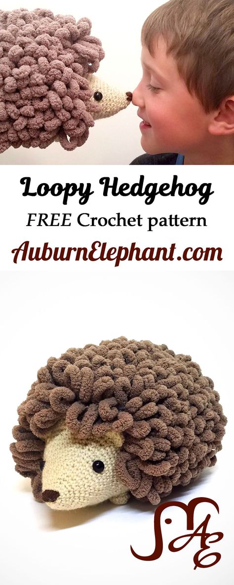 Free Crochet Pattern for this Loopy Hedgehog, using Lion Brand Off The Hook yarn. Loop Stitch Crochet, Crochet Blanket Yarn, Bulky Yarn Crochet, Yarn Projects Crochet, Yarn Animals, Loopy Yarn, Chunky Yarn Crochet, Finger Knitting Projects, Pattern For Crochet