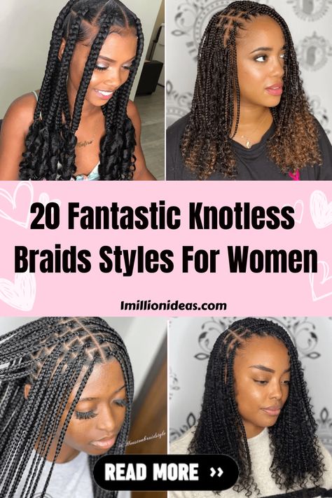 Knotless braids are very trendy among women with curly and wavy hair of all ages. In addition to being easily stylish, they… Knotless Braids Styles, Triangle Braids, Knotless Box Braids, Braids Styles, Updo Styles, Small Braids, Jumbo Braids, Braids With Curls, Oval Face Shapes