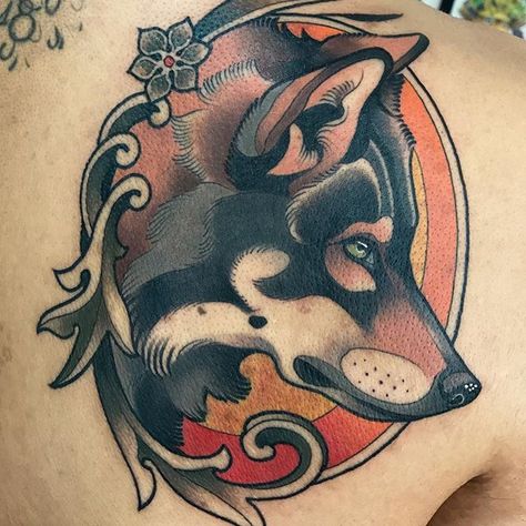 Tatuaje de Domingo en @ritual.studio #wolf #wolftattoo #neotraditional #neotradicional #inked #ink Tattoo Wolf, Good Trip, Geometric Tattoo Arm, Mermaid Tattoos, Getting A Tattoo, Traditional Tattoo Flash, Wolf Tattoos, Wolf Tattoo, American Traditional Tattoo