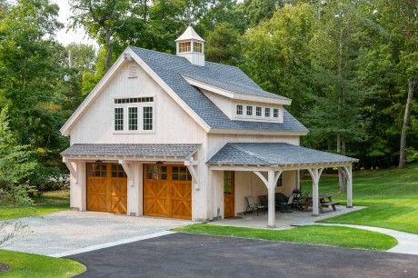 Garage Carriage House, Detached Garage Ideas, Cottage Garage, Detached Garage Designs, Garage Plans With Loft, Garage Plans Detached, Backyard Barn, Garage Designs, Carriage House Garage