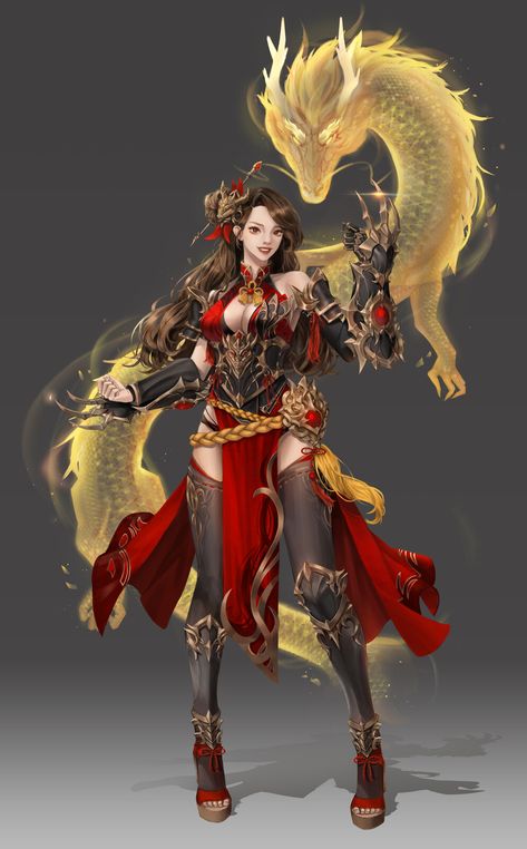 Chinese Art Girl, Anime Warrior, Fantasy Armor, Arte Fantasy, 판타지 아트, A Dragon, 영감을 주는 캐릭터, Beautiful Fantasy Art, Fantasy Artwork