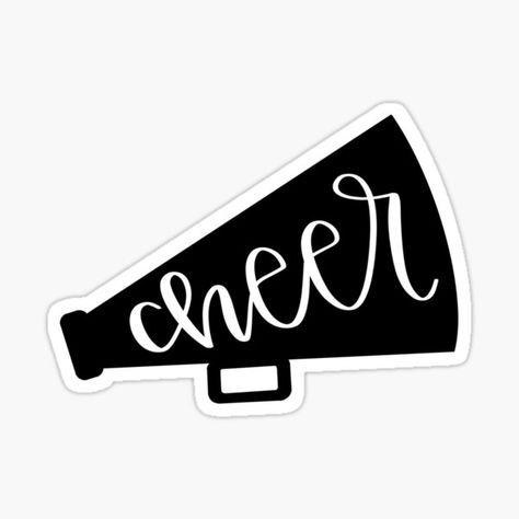 black & white hand-lettered cheer megaphone silhouette • Millions of unique designs by independent artists. Find your thing. Rally Idea, Cheer Megaphone, Spirit Store, Pep Rally, Cheerleading, Hand Lettering, Vinyl Sticker, Cricut, Unique Designs