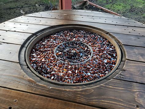 Wire Spool Table, Wine Barrels For Sale, Table With Fire Pit, Diy Propane Fire Pit, Wine Barrel Fire Pit, Wire Spool Tables, Wire Spools, Wooden Spool Tables, Wine Barrel Coffee Table