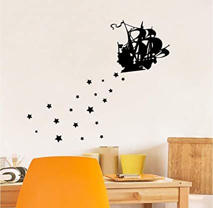 Pirate Ship Silhouette, Hook Pirate, Ship Silhouette, Baby Wall Stickers, Kids Bedroom Wall Decor, The Jolly Roger, Pirate Room, Kids Bedroom Walls, Boy Girl Room