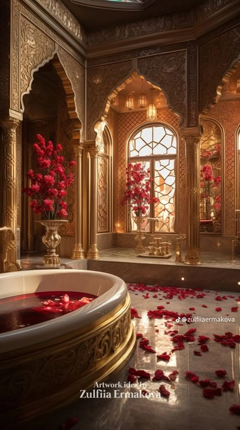 Goddess Room, Fantasy Bathroom, Royal Bathroom Aesthetic, Princess Bathroom Royal, Castle Bathroom Aesthetic, Royal Bedroom Fantasy Art, Castle Bathroom Luxury, Fantasy Royal Bathroom, Daena Targaryen