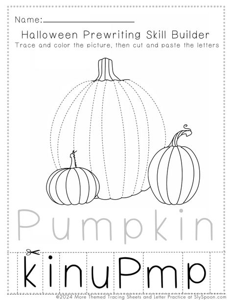 Get your little ones excited for Halloween with these adorable free printable preschool worksheets! Perfect for helping them develop their fine motor skills and letter recognition. Download and print them out now for some educational Halloween fun! #preschoolers #Halloweenworksheets #printables #freeprintables #tracing #letters #finemotorskills #preschoolactivities #spookyfun #kidsactivities Language Halloween Activities Preschool, Halloween Writing Kindergarten Free, Preschool Halloween Fine Motor, Halloween Patterns Preschool, Halloween Handwriting Activities, Halloween For Preschoolers, Free Tracing Printables Preschool, Pumpkin Worksheets Preschool, Pre Writing Activities Preschool