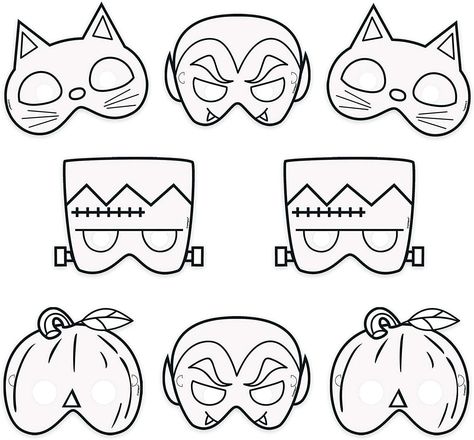 Pumpkin Vampire, Kids Party Packs, Frankenstein Pumpkin, Make Your Own Monster, Witches Cat, Paper Face Mask, Monster Cat, Paper Face, Halloween Party Activities