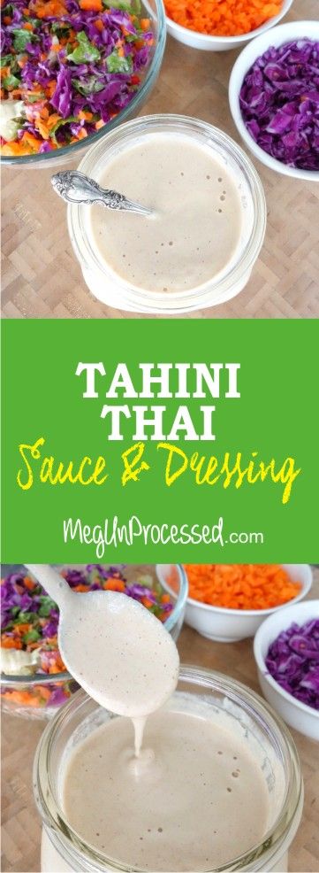 This Tahini Thai Sauce/Dressing is oil-free, sugar-free and nut-free! I love it on everything from noodles, to stir-fry to a fresh salad. It’s very similar to a peanut thai sauce, but without all the unhealthy ingredients! Thai Tahini Dressing, Peanut Thai Sauce, Kapha Recipes, Tahini Recipes, Thai Dressing, Vegan Salad Dressing, Thai Sauce, Asian Sauce, Vegan Thanksgiving Recipes