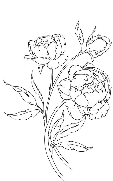 Easy Flower Drawings, Nature Drawing, Sketch Inspiration, Outline Drawings, Flower Art Painting, Cross Stitch Art, Botanical Illustration, Fabric Painting, Art Techniques