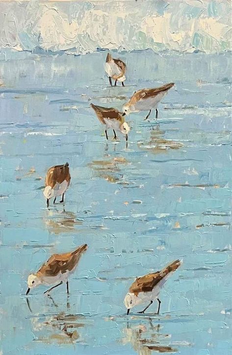 Sandpiper Painting, Shore Bird Art, Beach Birds, Bird Painting Acrylic, Sea Gulls, Beach Art Painting, Shore Birds, Seaside Art, Watercolor Paintings For Beginners