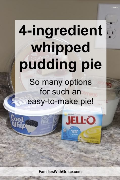 Vanilla Pudding Pie Instant, Pudding Mixed With Cool Whip, Easy Cool Whip Pies, Sugar Free Pudding Pie Recipes, Cool Whip Vanilla Pudding Desserts, No Bake Vanilla Pudding Pie, Pudding Pies Recipes, Easy Pudding Pie Recipes, Cool Whip Pudding Pie