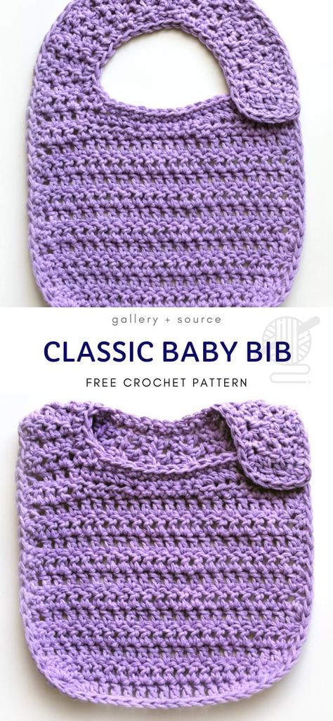 Classic Baby Bib Free Crochet Pattern Baby Crochet Clothes Patterns Free, Crochet Bibs Free Pattern, Easy Baby Crochet Patterns Free, Crochet Baby Stuff, Crochet Baby Clothes Free Patterns, Free Baby Crochet Patterns, Baby Bibs Patterns Free, Crochet Bibs, Crocheting Tutorial