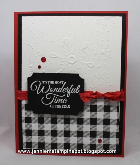 Holly Jolly Wishes stamp set + Pattern Party DSP Time Of The Year, Holly Jolly, Christmas Inspiration, Stampin Up, Christmas Cards, Wonder, Frame, Christmas