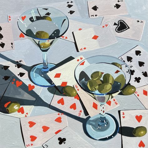 Still Life Painting, Art Moderne, Arbor, Wall Collage, Painting Inspiration, Martini, Art Inspo, Poker, Fine Art Paper