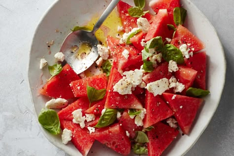 Feta Salad Recipe, Tofu Salad, Watermelon Feta Salad, Watermelon And Feta, White Balsamic Vinegar, Watermelon Salad, Easy Pasta Salad, Nyt Cooking, Feta Salad