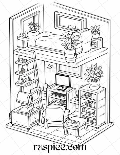 40 Pocket Room Coloring Pages Printable for Adults Kids, PDF File Instant Download coloringcomunity #coloringbookartist🌌 Pocket Room Coloring Pages, Coloring Pages Room, Room Coloring Pages, Shop Coloring Pages, Cupcake Coloring Pages, Tattoo Coloring Book, Detailed Coloring Pages, Dog Coloring Page, Printable Adult Coloring Pages