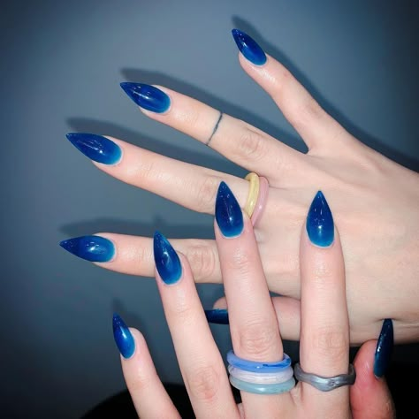 Lapis Lazuli Nails, Blue Space Nails, Blue Jelly Nails, Claw Nails, Goth Nails, Grunge Nails, Jelly Nails, Bling Acrylic Nails, Kawaii Nails