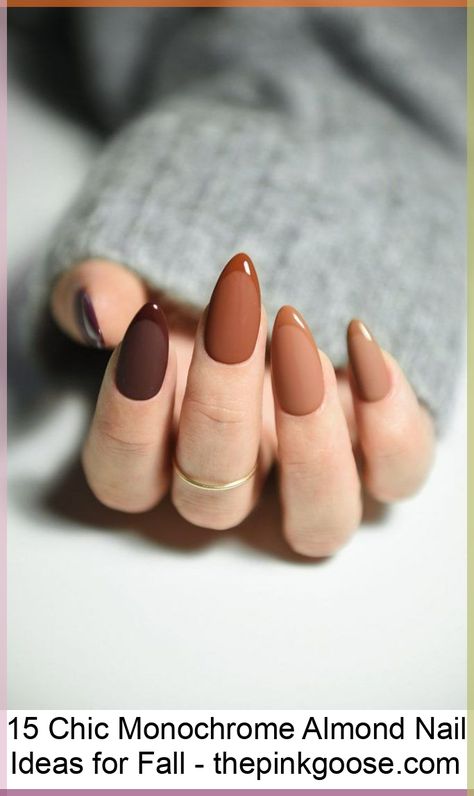 The monochrome almond nail trend is the epitome of chic and elegance. Almond-shaped nails offer a flattering and feminine look, while monochrome designs add a touch of sophistication. With the arrival of fall, it’s time to embrace warm and rich color palettes. Get ready to elevate your manicure game with these 15 stylish monochrome almond … Uñas Old Money, Ongles Beiges, Money Nails, Brown Nail, Nagellack Trends, Thanksgiving Nails, Her Nails, Fall Nail Art, Neutral Nails