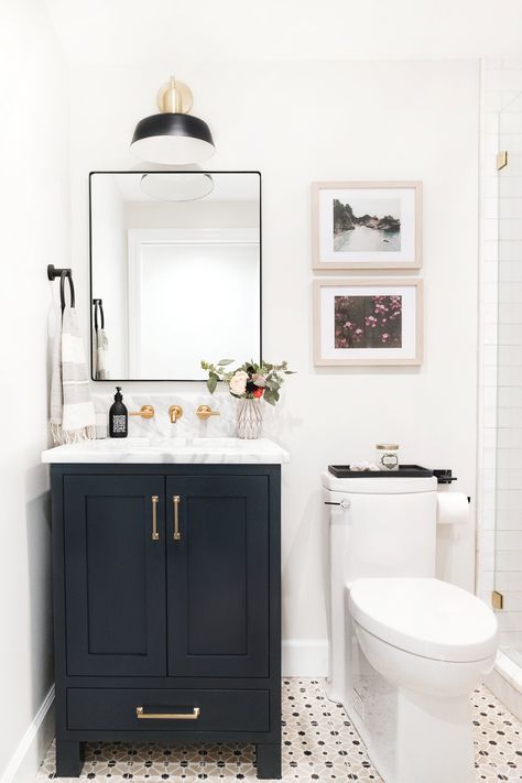 Glamorous Bathroom Decor, Powder Room Remodel, Small Bathroom Makeover, Downstairs Bathroom, Upstairs Bathrooms, Bathroom Redo, Half Bath, Bathroom Renos, Small Bathroom Decor