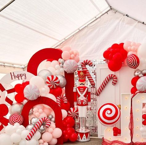 Ooh Pretty Rentals on Instagram: "A wonderful Christmas company party ♥️ how cute and pretty is this? Loved how this turned out!! #sempertex #christmasballoons #decor #soledad #balloons #holidayparty #christmasparty #christmasdecor #festive #831 #nutcracker #holidaydecor #candycanes #candyswirls #salinas #montereybay #salinascalifornia #oohpretty #holidayparties #joy #balloons #betallatex #christmasjoy" Pastel Christmas Balloons, Nutcracker Party Decoration, Christmas Company Party Ideas, Christmas Dance Ideas, Nutcracker Decorations Ideas, Christmas Company Party, Santa Brunch, Balloon Projects, Backdrop Inspiration