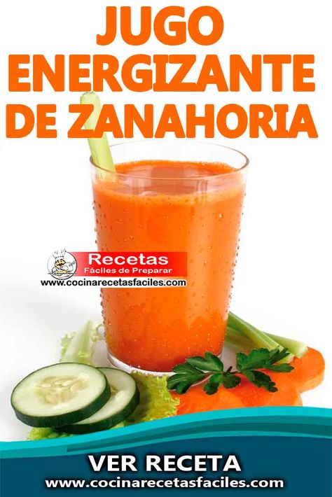 Jugo energizante de zanahoria.✅ Beber jugos naturales para bajar de peso es algo divertido y saludable, ayudan a prevenir y aliviar diferentes enfermedades #cocinarecetasfaciles #recetascaseras #recetasfaciles #recetadejugosybatidosnutritivos Carrot Juice Recipe, Zero Calorie Drinks, Healthy Juice Drinks, Healthy Green Smoothies, Nutritious Smoothies, Bodybuilding Diet, Healthy Juice Recipes, Juicing For Health, Easy Homemade Recipes