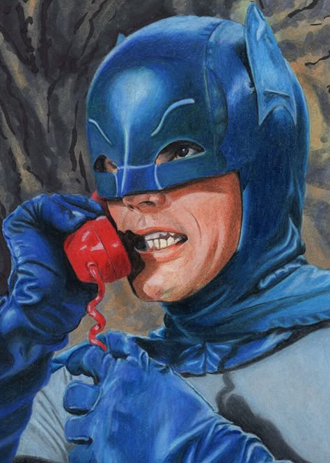 Adam West Batman, Batman Tv Show, Batman Collectibles, Batman 1966, Batman Tv Series, Nostalgia Art, Sketch Cards, Adam West, Batman Artwork