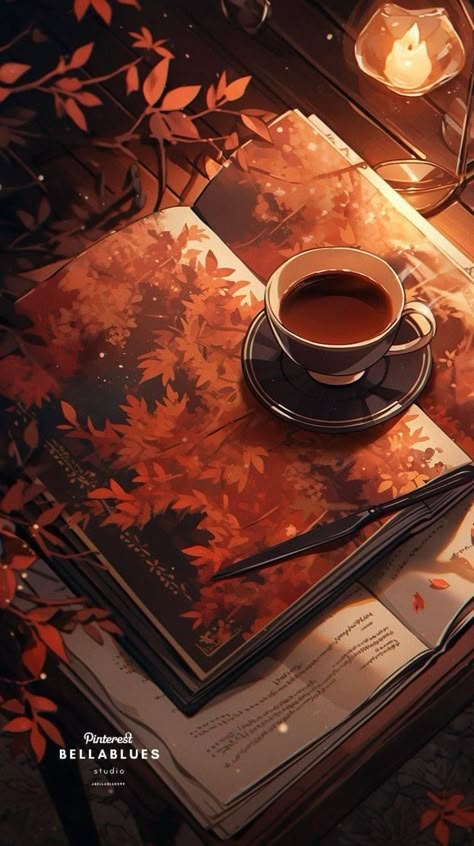 Books Anime Wallpaper, Anime Fall Wallpapers, Anime Fall Background, Fall Fantasy Art, Fantasy Wallpaper Magic, Anime Fall Wallpaper, Fantasy Book Wallpaper, Anime Fall Aesthetic, Fall Anime Wallpaper