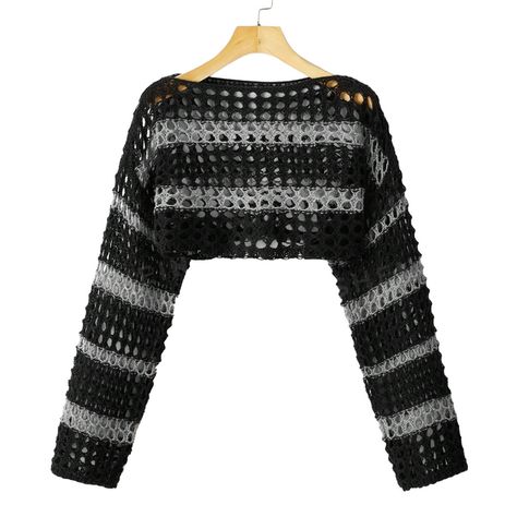 Shoulder: 23.6 Inch Length: 11.4 Inch Sleeve Length: 19.7 Inch Bust: 47.2 Inch Cuff: 16.1 Inch 100% Polyester New In Packaging. In Excellent Condition. Original Price $20.00. Ropa Dark, Romwe Sweater, Black Crochet Sweater, Comfy Jumpsuits, Crop Sweater, Plus Size Sweaters, Black Crochet, Alternative Outfits, Knit Crop