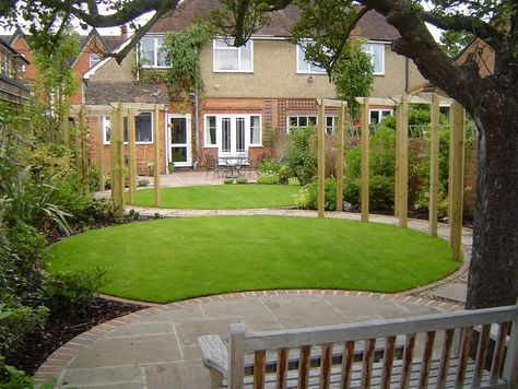 circular bed in lawn - Ecosia - Images Lawn Shapes, Lawn Landscaping Ideas, Hard Landscaping Ideas, Circular Garden Design, Circular Lawn, Circular Garden, Lawn Designs, Landscape Backyard, Dog Playground