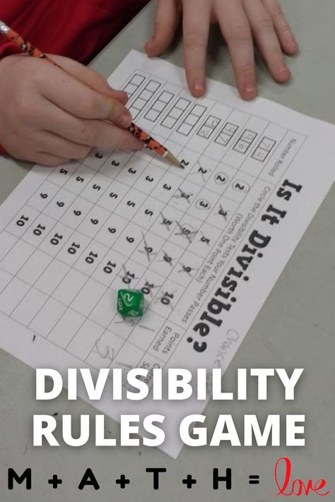 divisibility rules game. Divisibility Rules Activities, Divisibility Rules Worksheet, Dice Math Games, Math Vocabulary Words, Divisibility Rules, Game Math, Sets Math, Fun Math Games, Math Words