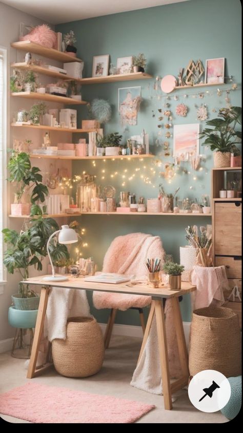 Cosy Hobby Room, Basement Suite Ideas, Blush Pink Bedroom Decor, Pink Living Room Decor, Pink Bathroom Decor, Fairy Room, Sage Green Bedroom, Bedroom Decor For Couples, Pink Living Room