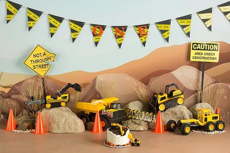 Construction Cake Smash, Halloween Smash Cake, 1st Birthday Background, Construction Zone Party, Construction Theme Cake, Caution Signs, Baby Photography Backdrop, Construction Cake, Construction Birthday Parties