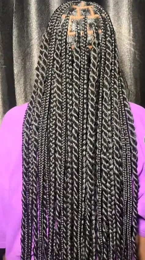 Knotless And Twist Braids, Box Braids With Twists, 90 Inch Braids, Best Black Hairstyles, New Hairstyle 2024, Knotless Box Twists, Nutless Braids Styles Long, Long Small Box Braids, Box Braid With Curly Ends