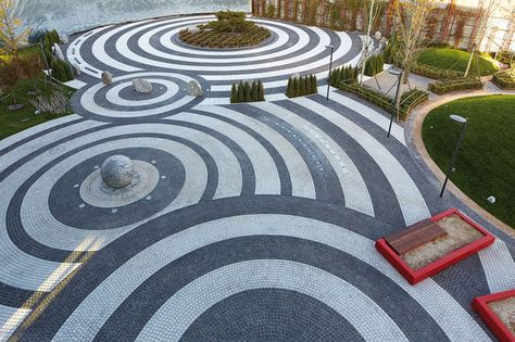 Landscape Design Idea – Get Creative With Pavement Japanese Rock Garden, Pavement Design, Sales Gallery, Paving Pattern, Paver Designs, Paving Design, Landscape Architecture Design, Urban Furniture, Lighting Design Interior