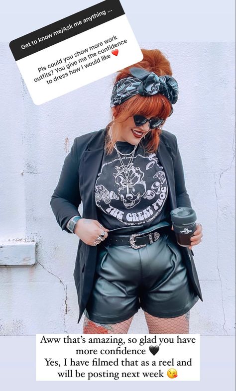 Plus Size Rocker Chic Edgy, Plus Size Rocker Chic Summer, Alternative Concert Outfit Plus Size, Mid Size Rock Style, Curvy Festival Outfit Plus Size, Plus Size Punk Rock Outfits, Rocker Summer Outfits, Rock Concert Outfit Ideas Plus Size, Rocker Chic Summer