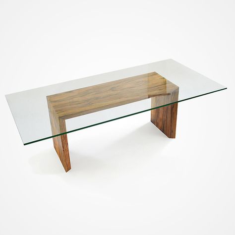 Glass Top Canela Double Fold Dining Table – Rotsen Furniture Glass Top Dining Table Rectangle, Glass Wood Table, Wood Coffee Table Design, Rectangle Glass Coffee Table, Modern Glass Dining Table, Centre Table Design, Dining Table Glass, Glass Dining Room Table, Minimalist Dining Room