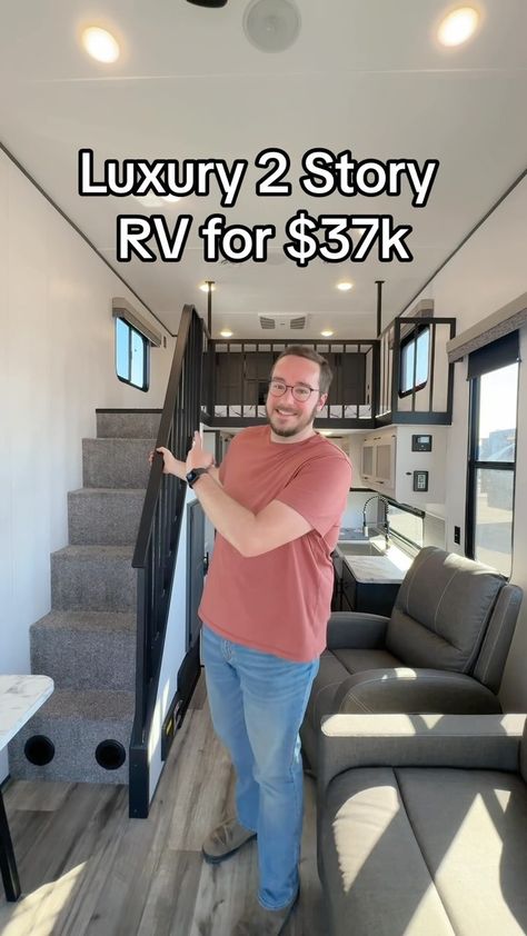 BaileyGoesOutside | 🚍👏 2 bedrooms, 2 bathrooms, 2 front doors AND bunk beds at a great price!! $460 a month for a house on wheels 👀🤞 UPDATE: This unit has two… | Instagram Gorgeous Interiors, Full Time Rv, Half Bathroom, Bunk House, Full Bathroom, Fifth Wheel, Rv Life, House On Wheels, Front Doors