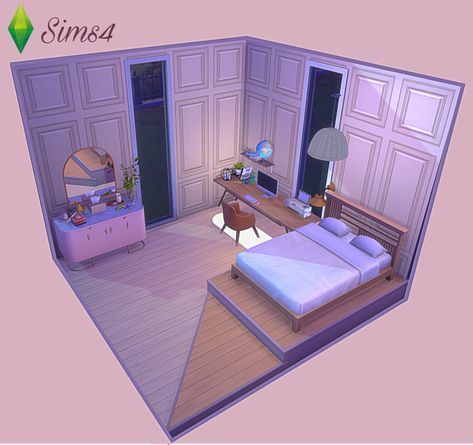 Sims4 Builds, Sims 4 Room, Sims 4 Bedroom, Purple Bedroom, Purple Rooms, Sims 4 Teen, Purple Home, Sims Cc, Sims 4 Cc