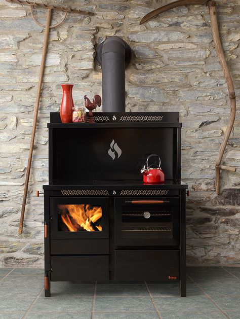 420 / 520 heco Wood and Coal Cookstove Soapstone Stove, Wood Cook Stove, Stove Design, Wood Burning Cook Stove, Modern Wood Burning Stoves, Wood Furnace, Wall Stove, Outdoor Wood Fireplace, Wood Fired Cooking