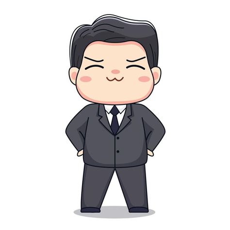 illustration of a businessman with formal suit Cute kawaii chibi character design Chibi Character Design, Businessman Illustration, Suit Drawing, Swag Cartoon, Formal Suit, Cartoon Man, Chibi Characters, Kawaii Chibi, Man Character