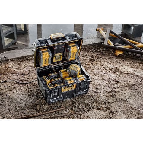 Dewalt Tool Storage, Dewalt Tough System, Battery Tools, Dewalt Tools, Dewalt Power Tools, Modular Storage, Severe Weather, Lithium Ion Batteries, Power Tool Accessories