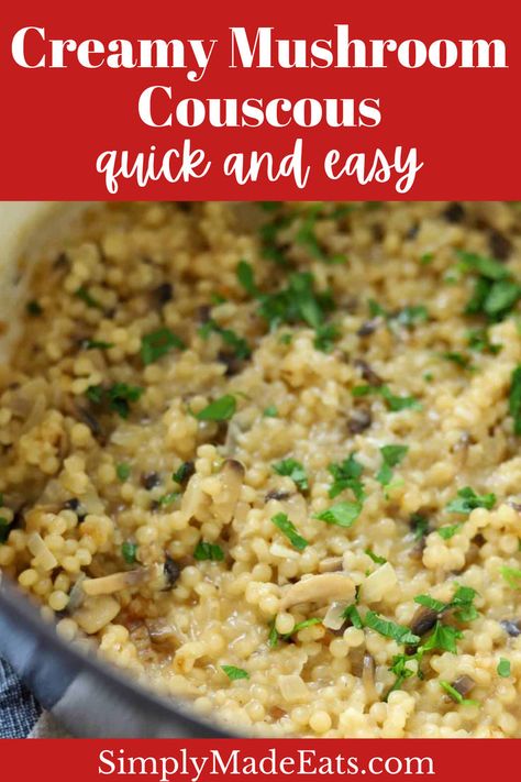 Mushroom couscous in dutch oven. Mushroom Couscous, Pearl Couscous Recipes, Couscous Dishes, Chicken Couscous, Couscous Recipe, Best Side Dish, Mushrooms And Onions, Pearl Couscous, Mushroom Dish