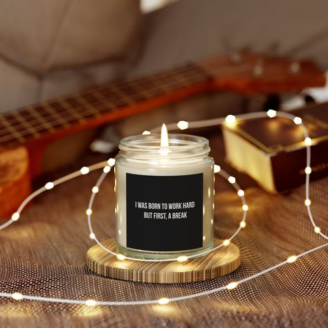 funny candle on etsy Motivational Desk, Candle Work, Cinnamon Chai, Fraser Fir, Funny Candle, Funny Office, Funny Candles, Office Humor, But First