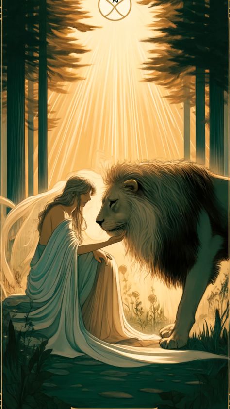 Embrace inner strength and resilience with the 'Strength' tarot card. Symbolizing courage, compassion, and overcoming challenges, this card reminds us of the power within. Embrace your inner lion and face obstacles with grace and determination. 🦁💪 #Tarot #InnerStrength #Courage #Strength Tarot Cards Strength, Strength Card Tarot, Tarot Strength Card, Tarot Strength, Strength Card, Strength Tarot Card, Tarot Cards Art Illustration, Strength Tarot, Vintage Tarot Cards