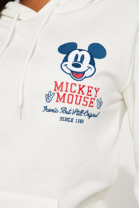 Available In Off White. Hoodie Drawstrings Long Sleeve Mickey Mouse Graphic Front Embroidery Back Screen Kangaroo Pocket High Definition Ink and Embroidery Disclaimer: Due To The Specialized Screen Printing Process A Difference In Saturation May Occur. Each Garment Is Unique. 53% Cotton 47% Polyester Imported | Original Mickey Mouse Hoodie in Off White size Medium by Fashion Nova Original Mickey Mouse, Mickey Mouse Hoodie, Off White Hoodie, Off White Fashion, Screen Printing Process, Drawstring Hoodie, White Hoodie, Kangaroo Pocket, Kangaroo