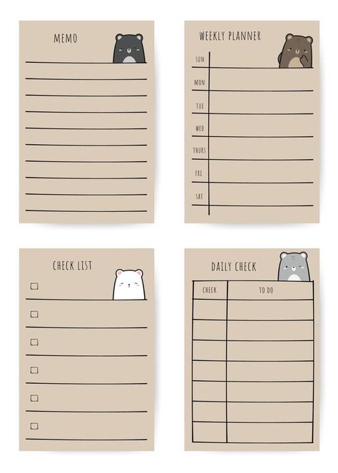 Note Planner, Teddy Bear Cartoon, Memo Pad Design, Penanda Buku, Planner To Do List, Note Pad Design, Cartoon Doodle, Doodle Notes, Note Writing Paper