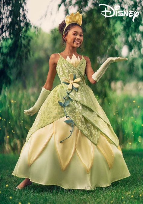 Princess Tiana Costume, Princess Tiana Dress, Tiana Costume, Tiana Dress, Frog Costume, Princesa Tiana, Easter Dresses For Toddlers, Disney Princess Tiana, Disney Themed Outfits