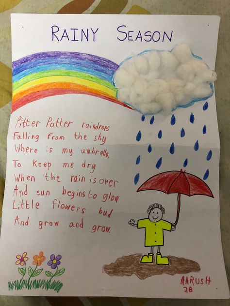 Rain Poems, Poem Recitation, Nursery Rhymes Poems, Seasons Poem, Kindergarten Activity, Reading Comprehension For Kids, Childrens Poems, Rain Pictures, Season Quotes