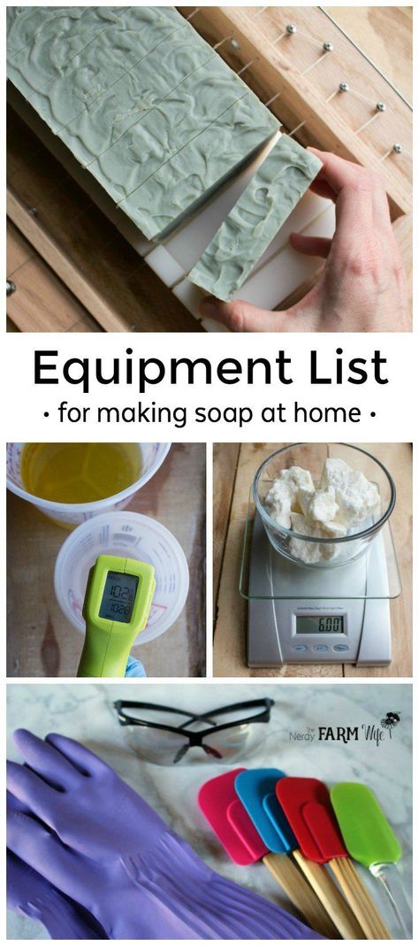 Find out what essential equipment you need to begin making handmade soap at home Basic Soap Making, Soap Making Ingredients List, How To Make Your Own Soap Natural, Soapmaking For Beginners, Soap Making Drying Racks, Soap Making Equipment, Best Soap Making Supplies, Diy Soap Molds Ideas How To Make, Soap Making Supplies List